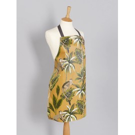 Jolee... Fabrics Wipe Clean PVC Coated Aprons - 100% Cotton Oilcloth - Adults and Childrens Sizes - Easy to Clean and Splash Proof Apron (Ochre Yellow Monkeys, Adult (75cm Length))