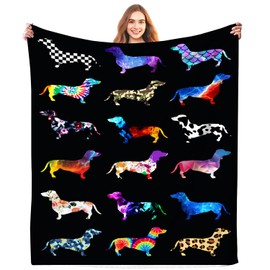 Dachshund Throw Blanket Bedding Super Soft Warm Flannel Blankets for Kids Adults Bedroom Living Room Sofa 50"x40"