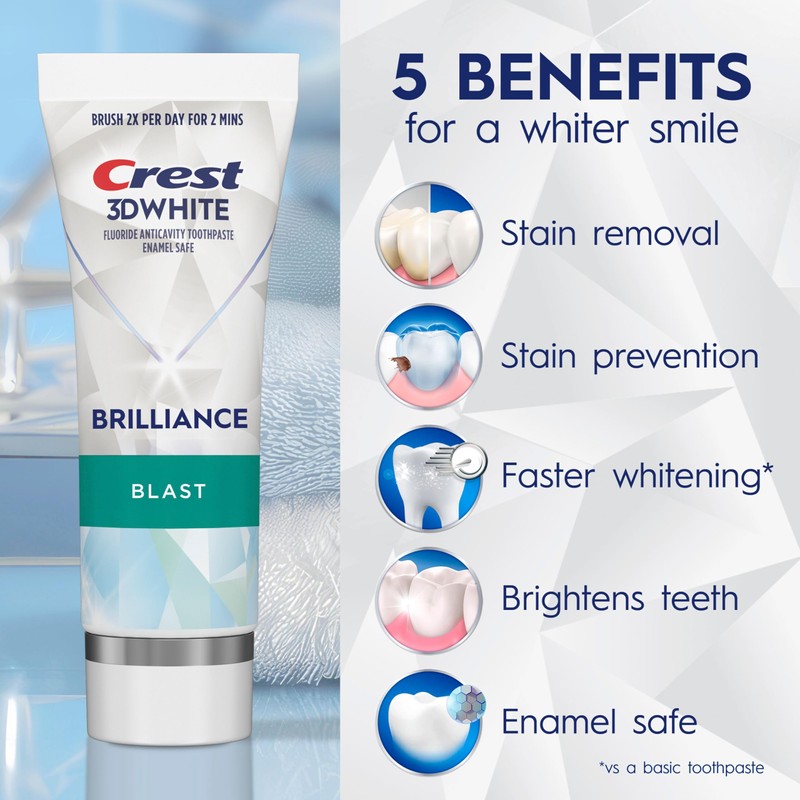 Crest 3D White Brilliance Blast Teeth Whitening Toothpaste, 4.6 oz,