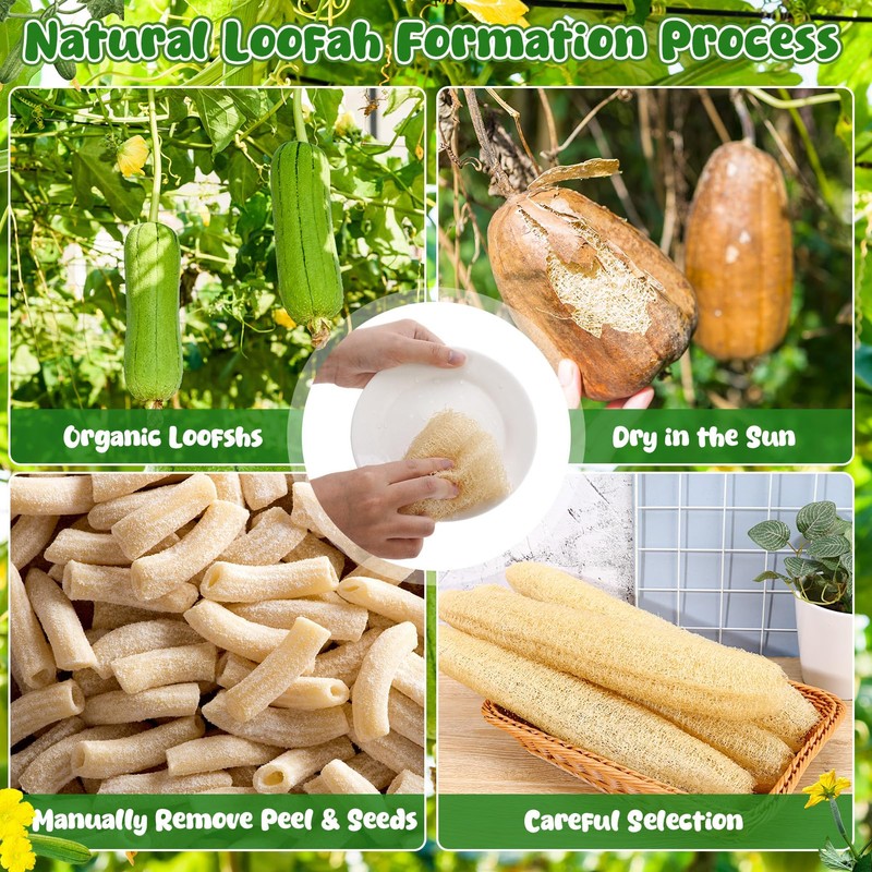 ZhouBoat 15.7-19.7 inches Natural Loofah Sponges Pack of 4 for