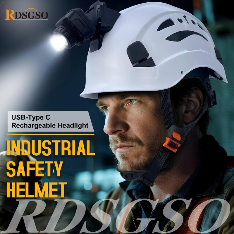 RDSGSO Industrial Safety Helmet with Light RGS-8C Adjustable Vents Breathable