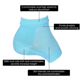 Heightening Wedge Insole Socks Invisible Silicone Height Increase Socks Heel Pad Insert for Plantar Fasciitis Pain Relive and Gait Correction Grey 3.5 CM/1.4 Inch Up