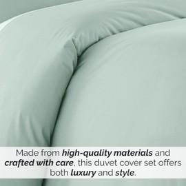 Southshore Fine Living Inc. Premium Collection Oversized Queen Duvet Cover Set, Easy Care Soft Duvet Cover Full Size, 3-Piece With Two Matching Shams (98 In Wide X 98 In Long), Full/Queen, Light Green