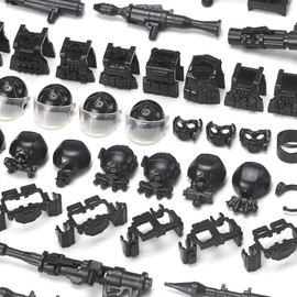 Feleph SWAT Weapons Pack City Police Toy Set for Policeman Figures, Black Modern Military Bricks Kit Gear Accessories Building Blocks Compatible with Major Brand