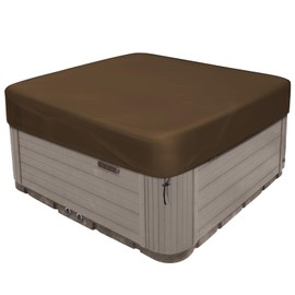 Square Hot Tub Cover 420D Heavy Duty Waterproof UV Protector Spa Hard Covers for Hot Tub 91''Lx91''Wx12''H Coffee