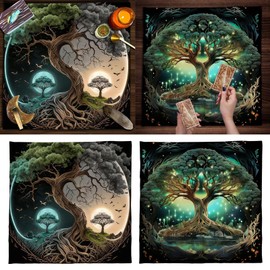 ZHOUSUFEN Trees of Life Altars Cloth Tarots Cards Tablecloth Divinations Cards Table Cloth Square Tapestry Witchcrafts Supply, 50x50cm