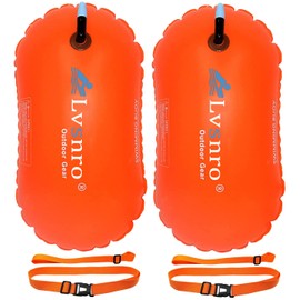 Swim Buoy Float – 2 Pack Swimming Safety Bubble with Adjustable Waist Belt,Lightweight Swim Float for Open Water Swimmers,Triathletes,Snorkelers,Kayakers & Swim Trainers (Orange)