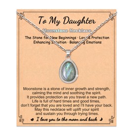 Tarsus Daughter Gifts from Mom Dad to My Daughter Necklace Moonstone Jewelry Christmas Birthday Gifts for Daughter Valentines Day Teens Gifts