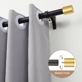 Drapery Window Curtain Rods 36 to 72 Inch, Modern Window Curtain Rod with Brushed Gold End Cap Finials,1" Window Treatment Curtain Rod for Wall and Ceiling Mount