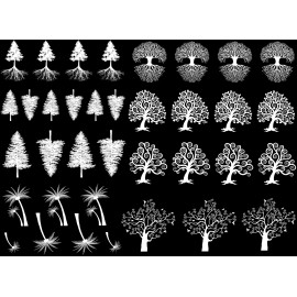 Captive Decals Tree Curlicue 36 pcs White Fused Glass Decals