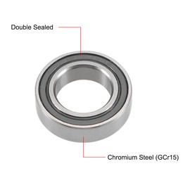 sourcing map 15267-2RS Deep Groove Ball Bearings 15mm x 26mm x 7mm Double Sealed Chrome Steel P0(ABEC1) 2pcs