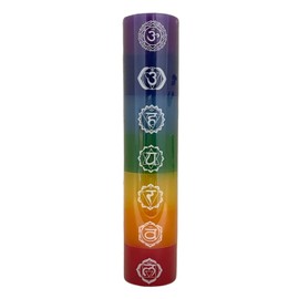 Govinda Premium Seven Chakras Layered Pillar Candle 1.5" Dia x 7" High | 7 Chakras from Crown to Root | Perfect for Positive Energy, Meditation and Relaxation