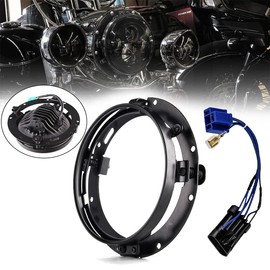 SKUNTUGUANG 7" inch Round LED Projector Headlight Trim Ring Mounting Bracket for Motorcycle Headlight/Street Glide(Black)