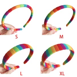 S-TROUBLE Frauen Mädchen Herbst Winter Plüsch Stirnband Regenbogen Bunte gestreifte elastische Haar Reifen Festival Party Wash Face Styling Kopfbedeckung Bandana