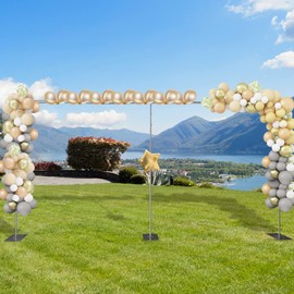 MARTEXBUY 10x20ft Backdrop Stand Pipe Kit, Heavy Duty Adjustable Curtain Frame Professional Background Support Telescopic Wall Shelf Photo Stand Kits for Wedding Party Celebration Photography,Silver