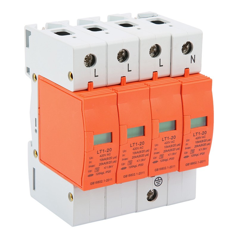 4P 20kA 420vAC House Surge Protective Low voltage Arrester Device