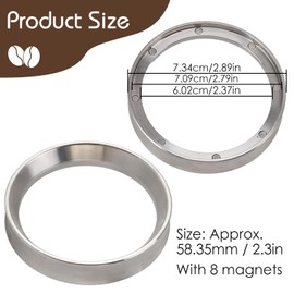 Coffee Dosing Ring 51 mm - 58.35 mm Universal Filter Basket Portafilter 304 Stainless Steel Magnetic Espresso Dosing Funnel Coffee Dosing Ring for Coffee Machines, Silver (58.35 mm)