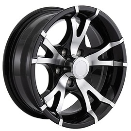 RecPro Trailer Rim Wheel Aluminum Black Machine Finish 14 x 5.5 5 Lug on 4.5 in.