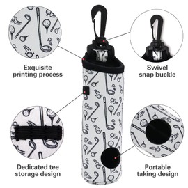 Generic Golf Ball Holder Golf Tee Holder Golf Ball Carry Bag Pouch with Light Weight Hook Keychain Belt Clip Portable Golf Accessories for Ladies Girls 2 Pack, White,Pink