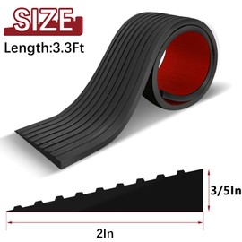 Threshold Ramps for Doorways Self-Adhesive Natural Rubber Power Wheelchair Ramp Adjustable & Cuttable, for Doorways,Sweeper, Power Scooters, Bathroom (Black, 2” Wide x 3.3' Long)