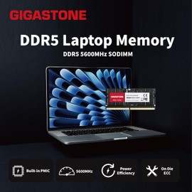 【DDR5 RAM Laptop Only】 GIGASTONE 16B DDR5 5600MHz PC5-44800 CL 46-46-46-90 1.1V SODIMM 262 Pin Unbuffered Non ECC High Performance Notebook Memory Upgrade