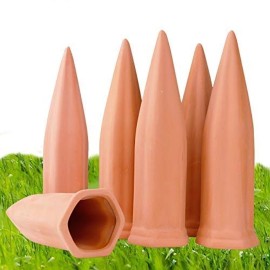 REMIAWY Plant Watering Devices 6 Pack Terracotta Vacation Plant Waterer Wine Bottle W...