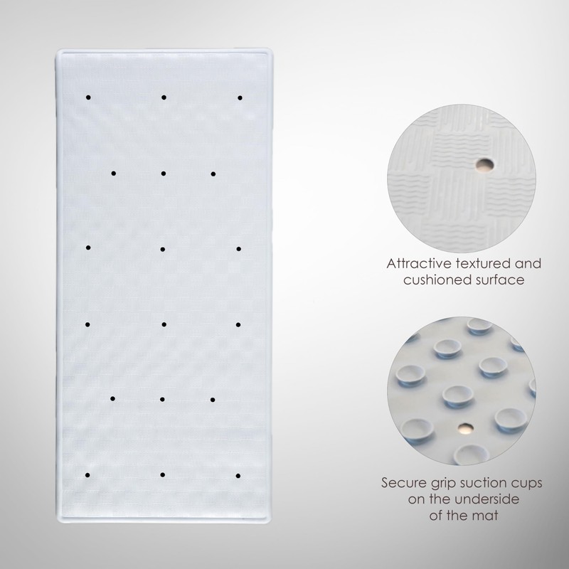 AQUALONA® Bath Mat, Anti-Mould Non-Slip Bathtub Mat – Textured Surface,