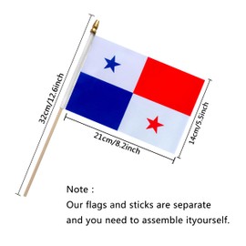 TSMD Panama Stick Flag Panamanian Small Mini Hand Held Flags,5x8 Inch,12 Pack