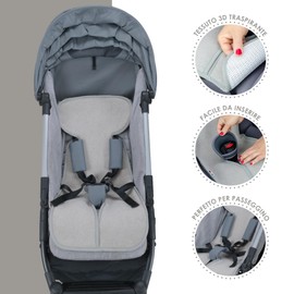 baby idea Universal Pram Cover Summer Air Mesh 3D with Breathable, Refreshing and Antibacterial Seat Cover Made in Italy White