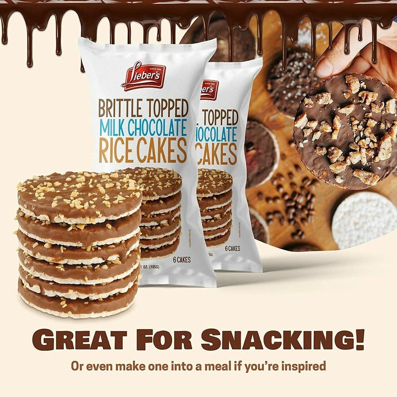 Lieber's Brittle Topped Milk Chocolate Covered Rice Cakes, 3.7 oz