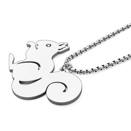 RAIDIN Stainless Steel 18K Gold Silver Plated Cute Christmas Squirrel Necklace Pendant for Women Girls Children Animal Jewellery Gifts for Holiday Party Decorations, Stainless Steel, No Gemstone