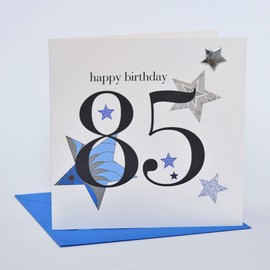 Claire Giles Hearts and Stars Happy 85th Birthday Card - Blue
