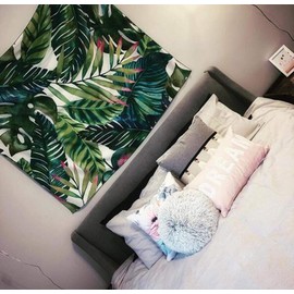 Fresh Banana Leaf Printed Wall Art Hanging Tapestry Dorm Decor (60"H x 80"W,Banana Leaf4)