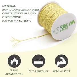 9KM DWLIFE Kevlar Cord Braided Kevlar Line 100ft~200ft Kevlar String Aramid Rope for survival cord shock cord/Fishing Tackle Assist/Model Rocket