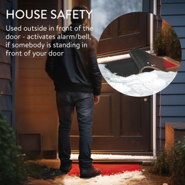 Navaris Pressure Mat Alarm and Doorbell - Mat with Connecting Cable and Alarm Bell - Security Mat, Use Indoors Or Outside, 35.4" x 15"