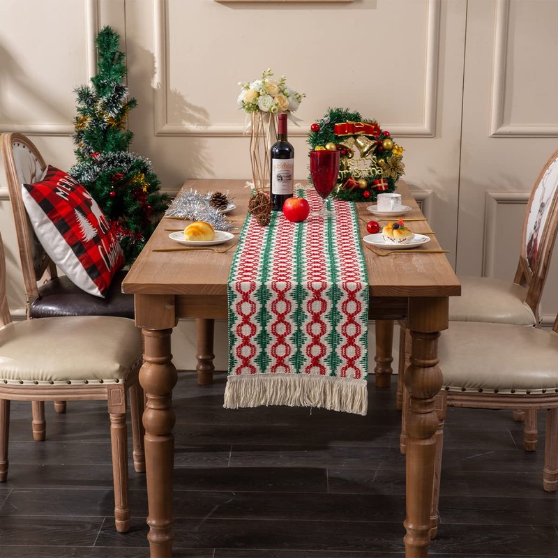 Table Runner, Modern Farmhouse Table Runner, Black and Beige Stripe