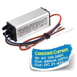 Chanzon LED Driver 450mA (Constant Current Output) 21V-43V (Input 100-240V AC-DC) (7-13) x2W IP67 Waterproof Power Supply 450 mA Lighting Transformer Drivers for High Power COB Chips (Aluminium)