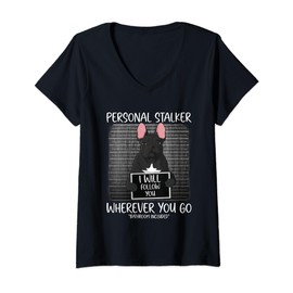 Womens French Bulldog mug shot guilty dog V-Neck T-Shirt