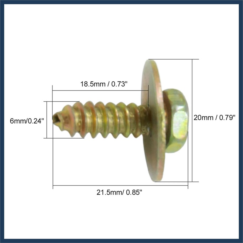 INFINAUTO 10pcs 6 x 21.5mm Stainless Steel Screw for Car