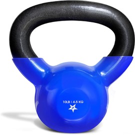 Yes4All 10 lb Kettlebell Weight Vinyl Coated Cast Iron for Dumbbell Weights Exercises, Gym, Fitness, Full Body Workout Equipment Push up, Grip and Strength Training, Blue