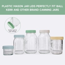16PCS Colored Plastic Mason Jar Lids With Silicone Rings (8 Wide Mouth & 8 Regular Mouth) for Ball, Kerr and More, Food Grade & Leak-proof, 86mm & 70mm Canning Tops