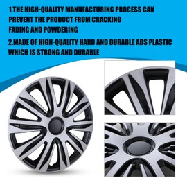 CPW 16" Universal Wheel Rim Cover Hubcaps Snap On Car Truck SUV ABS Material for Car Accessories Wheel Covers Snap Replacement, Set of 4 (16 Inch, Silver Lacquer & Black Lacquer)
