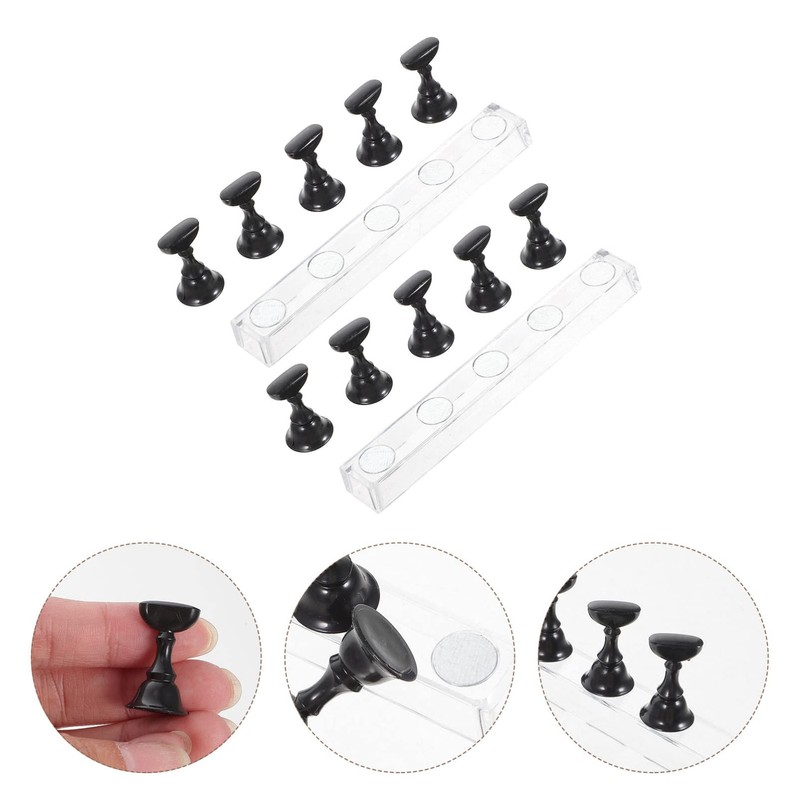 Beavorty Nail Art Practice Base Holder 2 Pack Magnetic Manicure