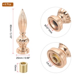 PATIKIL 25x80mm Lamp Shade Finial, 4 Pcs Lamp Finials Caps Knob M10x1mm Threaded Alloy Solid Lamp Finial Decoration for Lamp Shade Table Floor Lamps, Gold Bronze