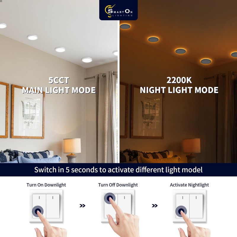 mw 7 Inch LED Flush Ceiling Light with Night Light