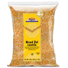Rani Mixed Dal (Chana Dal, Moong Dal, Toor Dal, Masoor Dal, Urad Dal) 64oz (4lbs) 1.81kg Bulk ~ All Natural | Gluten Friendly | NON-GMO | Kosher | Vegan | Indian Origin