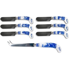 Spode Blue Italian Cheese Knife & 6 Spreaders (Gift Boxed)