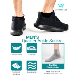 48 Pairs of Mens Quarter Ankle Socks, Casual Sports Thin Comfortable Bulk Pack (Mens 10-13 (Shoe sizes 7-12), Assorted (White/Black/Gray))