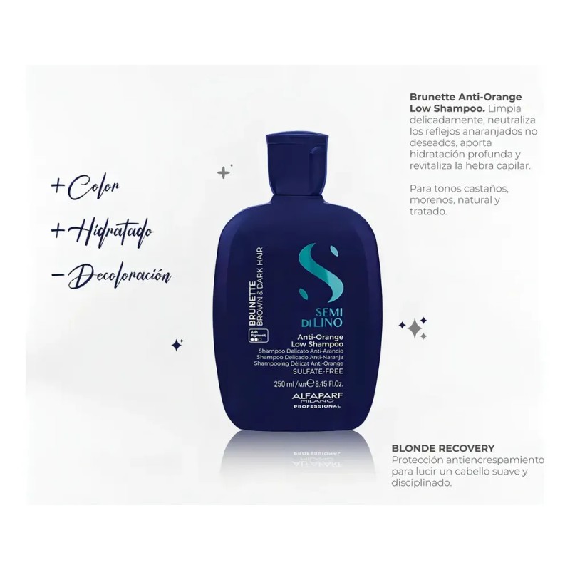 Shampoo Alfaparf Semi Di Lino Brunette Anti-orange X 250ml.