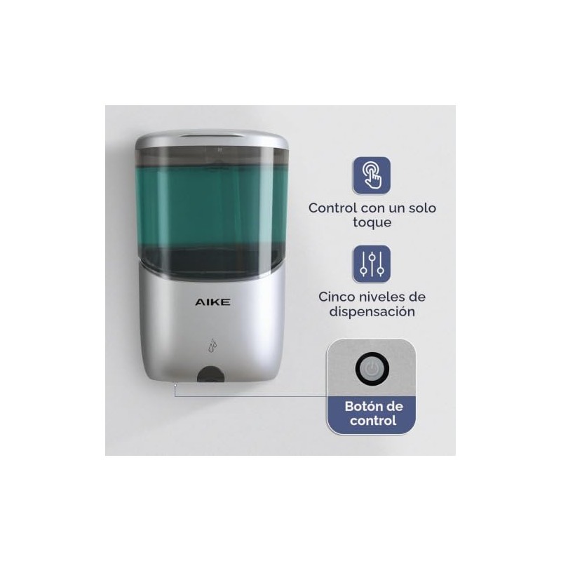 AIKE Dispensador de jabón automático líquido para montaje en pared,